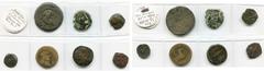 CELTIC WORLD ESPAGNE, lot de 7 bronzes: Carmo, as et semis; Corduba (Colonia Patricia), semis; Ebusus, triobole (avec caducée); Emporion, as, Athéna/Pégase; Gadès, as et semis. Beau à Très Beau Fine -