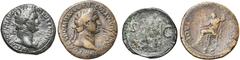 AUGUSTE – LUCIUS VERUS DOMITIEN Auguste (81-96), lot de 2 sesterces: 86, R/ Domitien dominant le Rhin (Beau); 90-91, R/ Jupiter Victor (Beau à Très Beau).