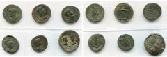 ROMAN PROVINCIAL COINS lot de 6 bronzes: Syrie, Antioche, Philippe Ier, R/ Tyché; Trébonien Galle, R/ Tyché dans un temple; Phénicie, Berytos, Gordien III, R/ Temple d''Astarté; Mésopotamie, Nisibis, 
