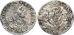 LOW COUNTRIES : BRABANT BRABANT, Duché, Charles Quint (1506-1555), AR florin Karolus d''argent, s.d. (1544-1548), Anvers. Premier type. D/ B. couronné et cuirassé de l''empereur à d. R/ Ecu d''Autrich