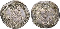 LOW COUNTRIES BRABANT, Duché, Charles Quint (1506-1555), AR florin Karolus d''argent, s.d. (1544-1548), Anvers. Premier type. D/ B. couronné et cuirassé de l''empereur à d. R/ Ecu d''Autriche-Bourgogn