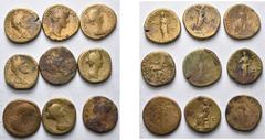 ROMAN EMPIRE AE lot de 9 sesterces: Hadrien, R/ Annona (RIC 548); Antonin le Pieux (2), R/ Felicitas, Roma assise sur une cuirasse (RIC 770, 979a); Faustine l''Ancienne divinisée, R/ Aeternitas (RIC 1