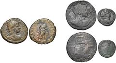 ROMAN PROVINCIAL COINS AE lot de 3 bronzes au nom de Caracalla: Thrace, Serdica, R/ Asclépios (Varbanov 2186, très rare); Mésie, Nicopolis, R/ L''empereur en habit militaire (Varbanov 3036 var., très 