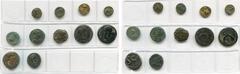 ROMAN PROVINCIAL COINS AE lot de 11 bronzes: Mésie, Tomis, 1er s., T. de Tomos/ Modius; Mysie, Pergame (2), 1er s., T. du Sénat/T. de Roma, RPC 2373 var., 2377; Eolide, Elaia, 2e s., R/ Modius; Phrygi