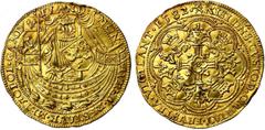 LOW COUNTRIES VLAANDEREN, Gent in opstand tegen Philips II (1581-1584), AV gouden nobel, 1582. Met wapen van Frans van Alençon in de banier. Vz/ MON:-·AVREA· RESTAVR· METROPOL· GAND- ·FLAND· Gekroonde