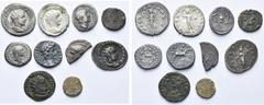 ROMAN EMPIRE lot de 10 p., dont Auguste, denier, Lyon, R/ Caius César chevauchant au galop (B à TB/B), et denier coupé, Espagne, R/ Bouclier; Domitien César, denier, R/ Chèvre dans une couronne; Hadri