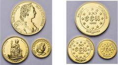 BELGIUM - CONGO BELGIQUE, Royaume, Baudouin (1951-1993), lot de 3 p.: 100 ecu, 1989, Marie-Thérèse; 50 ecu, 1989, Charlemagne; 25 ecu, 1989, Dioclétien. Fr. 428, 429, 430. Fleur de Coin Uncirculated