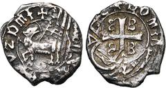 Iles de la mer Egée SEIGNEURS DE MYTILENE, Francesco Ier Gattilusio (1355-1384) ou ses successeurs, AR grossetto anonyme, Lesbos. D/ Agneau de Dieu à g., t. à d., devant une bannière. R/ Croix cantonn