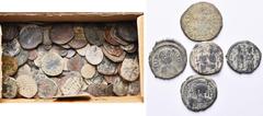 Byzance-Haut Moyen Age - Byzantium-Dark Ages lot d''environ 200 p., dont: Jutinien Ier, follis, Antioche (2, Sear 214 et 216); 1/2 follis, Constantinople; Justin II, follis, Constantinople; Phocas, fo