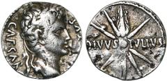 Empire romain - Roman Empire AUGUSTE (-27-14), AR denier, 19-18 av. J.-C., Espagne. D/ CAESAR- AVGVSTVS T. à d., cour. de chêne. R/ Astre à huit rayons figurant une comète avec la queue vers le haut. 