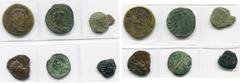 Empire romain - Roman Empire POSTUME (259-268), lot de 6 bronzes: double sesterce, R/ Hercule (frappé sur un sesterce de Trajan), Fides; sesterce, R/ Galère (coupé en forme de clé), L''empereur ten. u