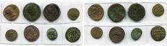 Empire romain - Roman Empire lot de 8 bronzes: Néron, dupondius, R/ Victoire (corrosion); Hadrien, sesterce, R/ L''empereur à cheval; Antonin le Pieux divinisé, sesterce, R/ Autel; Julien II Auguste, 