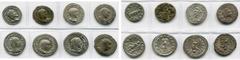 Empire romain - Roman Empire lot de 4 deniers et 4 antoniniens: Maximin Ier, denier, R/ Pax; Pupien, denier, R/ Pax (B, trou rebouché); Gordien III, denier, R/ L''empereur ten. une lance et un globe, 