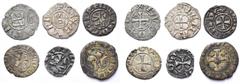 Orient latin - Latin East ROYAUME DE CHYPRE, lot de 6 p.: Hugues Ier (1205-1218), denier; Henri Ier (1218-1253), denier; Henri II (1285-1325), denier au lion; Hugues IV (1324-1359), denier au lion; Ja