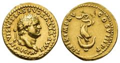 IMPERIO ROMANO IMPERIO ROMANO. TITO. Áureo. Roma (80 d.C.). A/ Cabeza laureada a der.; IMP TITVS CAES VESPASIAN AVG P M. R/ Ancla con delfín enroscado; TR P IX IMP XV COS VIII P P. AU 7,26 g. 10 mm. R