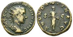 IMPERIO ROMANO IMPERIO ROMANO. GORDIANO III. Dupondio. Roma (243-244). R/ Abundantia a der. con cornucopia; ABVNDANTIA AVG SC. AE 9,14 g. 23 mm. RIC-274 c. Fina grieta. MBC-.