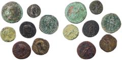 IMPERIO ROMANO. Lote de 7 monedas: 3 sestercios, 1 dupondio, 1 as 1 follis y 1 antoniniano. De BC a MBC.