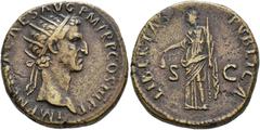 IMPERIO ROMANO. NERVA. Dupondio. Roma (97 d.C.). A/ Cabeza radiada a der.; IMP NERVA CAES AVG P M TR P COS III P P. R/ Libertas a izq. con pileus y vara; LIBERTAS PBLICA S-C. AE 12,32 g. 26,3 mm. RIC-