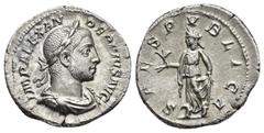 IMPERIO ROMANO. ALEJANDRO SEVERO. Denario. Roma (231-235). A/ Busto laureado, drapeado y acorazado a der.; IMP ALEXANDER PIVS AVG. R/ Spes a izq.; SPES PVBLICA. AR 3,17 g. 20,45 mm. RIC-254d Cospel li