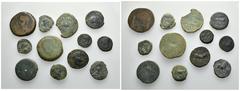 HISPANIA ANTIGUA. Lote de 12 piezas: dupondio (1), as (4), semis (4) y cuadrante (3). Cecas: Carteia, Castulo, Colonia Patricia, Emerita, Laelia, Obulco y tipo jabalí-clava. RC/MBC-. Ex colección Core