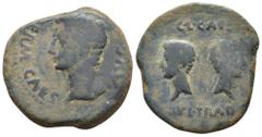 HISPANIA ANTIGUA. IULIA TRADUCTA. Augusto. Dupondio. A/ Cabeza a izq.; PERM CAES AVG. R/ Cabezas opuestas de Cayo y Lucio; C L CAESARES/IVL TRAD. AE 20,44 g. 32 mm. I-1610. APRH-107. ACIP-3351. CC-415