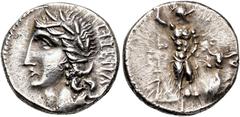 ROMAN REPUBLIC ROMAN REPUBLIC. SOCIAL WARS. Denarius. (89 BC). Laureate head of Italia left, legend in Oscan characters behind. Rev. Warrior with sword and spear right, bull in front. AR 4,09 g. 18.2 