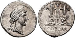 PERIOD FROM JULIUS CAESAR TO AUGUSTUS PERIOD FROM JULIUS CAESAR TO AUGUSTUS. JULIUS CAESAR. Denarius. Gaul. Moving mint (46-45 BC). Head of Venus right, Cupid behind. Rev. Trophy flanked by two captiv