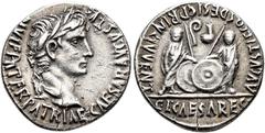 PERIOD FROM JULIUS CAESAR TO AUGUSTUS PERIOD FROM JULIUS CAESAR TO AUGUSTUS. AUGUSTUS. Denarius. Lugdunum (2 BC-4 AD). Laureate head of Augustus right; CAESAR AVGVSTVS DIVI F PATER PATRIAE. Rev. Gaius