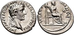 PERIOD FROM JULIUS CAESAR TO AUGUSTUS PERIOD FROM JULIUS CAESAR TO AUGUSTUS. AUGUSTUS. Denarius. Lugdunum (13- 14 AD). Laureate head right; CAESAR AVGVSTVS DIVI F PATER PATRIAE. Rev. Livia seated with