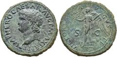 ROMAN EMPIRE ROMAN EMPIRE. NERO. Dupondius. Lugdunum (62- 68 AD). Laureate head left; IMP NERO CAESAR AVG P MAX TR P P P. Rev. Victoria advancing right with wreath and palm; VICTORIA AVGVSTI, S-C. AE 