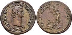 ROMAN EMPIRE ROMAN EMPIRE. DOMITIAN. Sestertius. Rome (85 AD). Laureate head and with aegis right. IMP CAES DOMITIAN AVG GERM COS XI. Rev. Germania seated left with a prisoner on half trophy; GERMANIA