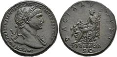 ROMAN EMPIRE ROMAN EMPIRE. TRAJAN. Sestertius. Rome (112-114). Laureate bust with aegis right; IMP CAES NERVAE TRAIANO AVG GER DAC P M TR P COS VI P P. Rev. Dacia with aquila seated on rocks to left, 