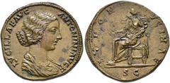 ROMAN EMPIRE ROMAN EMPIRE. LUCILLA. Sestertius. Rome (164-169). Draped bust right; LVCILLAE AVG ANTONINI AVG. Rev. Juno seated left with flower and baby in her arms; IVNONI (L)VCINAE, S C in exergue. 