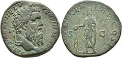 ROMAN EMPIRE ROMAN EMPIRE. PERTINAX. Sestertius. Rome (193). Laureate head right; IMP CAES P HELV PERTINAX AVG. Rev. Pertinax togate and veiled offering with a patera over a tripod; VOT DECEN TR P COS