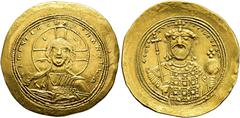 BYZANTINE EMPIRE BYZANTINE EMPIRE. CONSTANTINE IX. Histamenon nomisma. Constantinopolis. Frontal bust of Christ. Rev. Frontal bust of emperor with cross and globus cruciger. AU 4.31 g. 27.7 mm. SBB-18