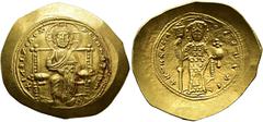 BYZANTINE EMPIRE BYZANTINE EMPIRE. CONSTANTINE X DOUKAS. Histamenon nomisma. Constantinopolis. Enthroned Christ. Rev. Emperor standing, frontal, with labarum and globus cruciger. AU 4.44 g. 26.9 mm. S