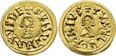 VISIGOTHIC KINGDOM VISIGOTHIC KINGDOM. GUNDEMAR. Tremissis. Elvora. AU 1.43 g. 19.6 mm. CNV-202. Original luster. EF-. Extremely rare. / REINO VISIGODO. GUNDEMARO. Tremissis. Elvora. AU 1,43 g. 19,6 m