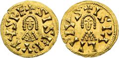 VISIGOTHIC KINGDOM VISIGOTHIC KINGDOM. SISEBUT. Tremissis. Ispali. AU 1.47 g. 17.9 mm. CNV-219.26. Small crack. Original luster. EF. / REINO VISIGODO. SISEBUTO. Tremissis. Ispali. AU 1,47 g. 17,9 mm. 