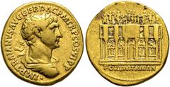 COLLECTION OF IMPERIAL AUREI COLLECTION OF IMPERIAL AUREI. TRAJAN. Aureus. Rome (112-114). Laureate, draped and cuirassed bust right; IMP TRAIANVS AVG GER DAC P M TR P COS VI P P. Rev. Facade of Traja