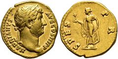 COLLECTION OF IMPERIAL AUREI COLLECTION OF IMPERIAL AUREI. HADRIAN. Aureus. Rome (137-138). Laureate head right; HADRIANVS AVG COS III P P. Rev. Spes with flower and holding up her dress left, SPES PR