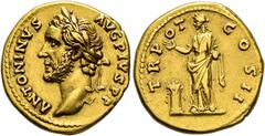 COLLECTION OF IMPERIAL AUREI COLLECTION OF IMPERIAL AUREI. ANTONINUS PIUS. Aureus. Rome (139). Laureate head left; ANTONINVS AVG PIVS P P. Rev. Pietas with incense box to her left and raising her righ