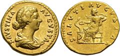 COLLECTION OF IMPERIAL AUREI COLLECTION OF IMPERIAL AUREI. FAUSTINA THE YOUNGER. Aureus. Rome (161-176). Draped bust right; FAVSTINA AVGVSTA. Rev. Salus seated left, holding a patera and feeding a ser