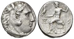 GRECIA ANTIGUA GRECIA ANTIGUA. MACEDONIA. ALEJANDRO III. Mileto (c. 300-295 a.C.). Tetradracma. Delante monograma, debajo bipennis. AR 16,97 g. 25,5 mm. PRC-2143. MBC+/MBC.