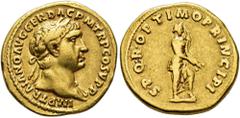 IMPERIO ROMANO IMPERIO ROMANO. TRAJANO. Roma. Áureo (103-111). A/ Cabeza laureada con égida a der.; IMP TRAIANO AVG GER DAC P M TR P COS V P P. R/ Abundantia a der. vertiendo cornucopia; S P Q R OPTIM