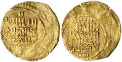 MUNDO ISLÁMICO. Juarazmíes. Dinar. Muhammad ibn Takis, Ala Al-Din (1200-1220). AU 2,13 g. Fecha y ceca no visibles. Descentrada. MBC.