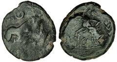 CARISA, cerca de bornos (cádiz). Semis acuñado sobre semis de Cástulo. RC/MBC. Rara.