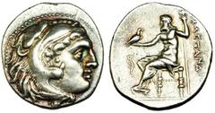 MACEDONIA. Alejandro III. Ceca incierta. Dracma. R/ Zeus sentado a izq. con águila y cetro, delante marca: aplustre; ALEXANDROU. AR 4,3 g. COP-975. SBG-6730 vte. EBC-.