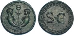 Imperio Romano Imperio Romano TIBERIO. Sestercio. Roma (22-23). A nombre de Druso. A/ Cabezas enfrentadas de Tiberio Gemelo y Germánico Gemelo, nietos de Tiberio, sobre cornucopias cruzadas, en el cen