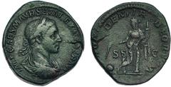 Imperio Romano ALEJANDRO SEVERO. Sestercio. Roma (222-231 d.C.). A/ IMP CAESAR M. AVR. SEV. ALEXANDER AVG. R/ Providencia a izq. con cornucopia y apoyada en columna; PROVIDENTIA DEORVM. A los lados SS