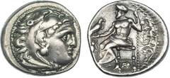 Grecia Antigua ALEJANDRO III. MAGNESIA AD MAEANDRUM. Dracma (323-319 a.C.). R/ Símbolos abeja, bucráneo y punta de lanza. PRC-1940. MBC.